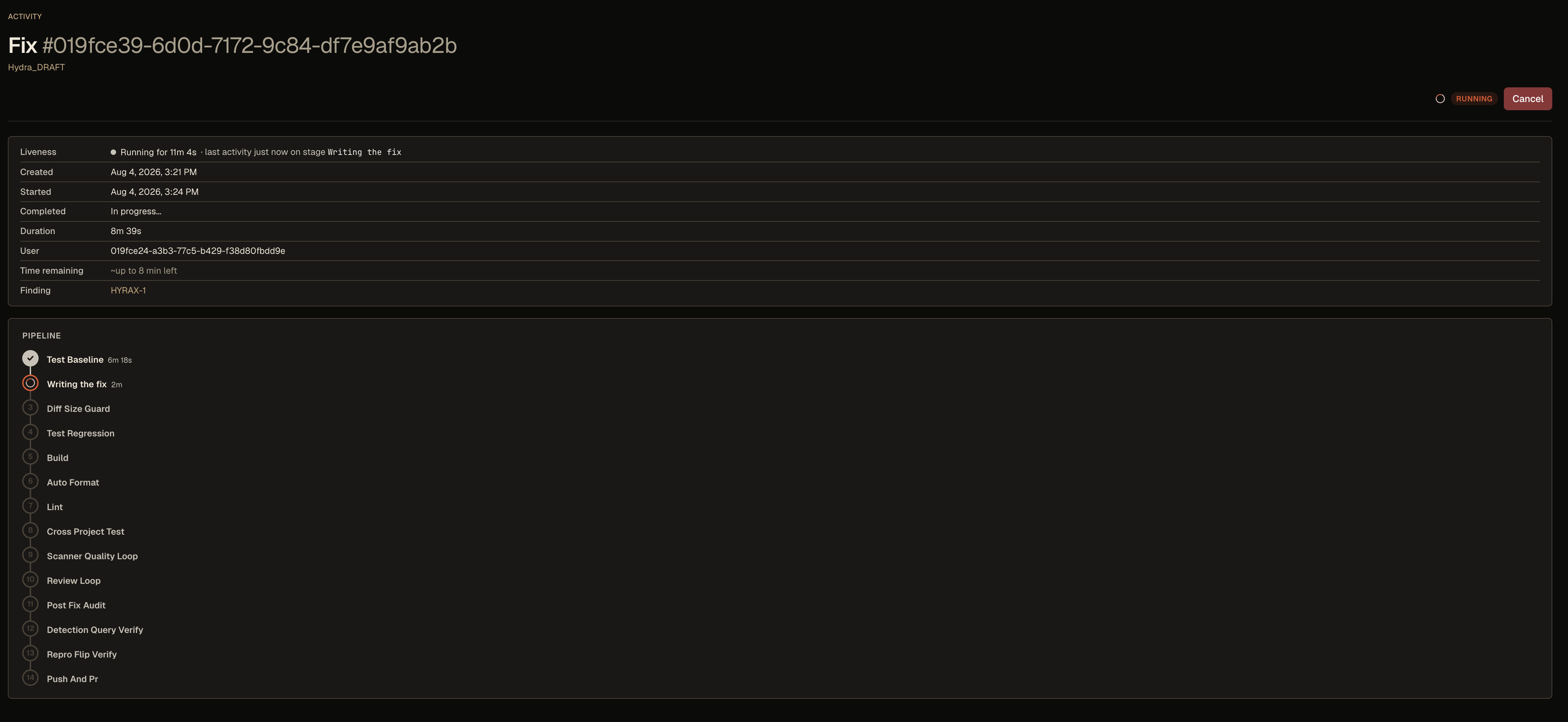 Fix pipeline in progress showing 14 verification stages